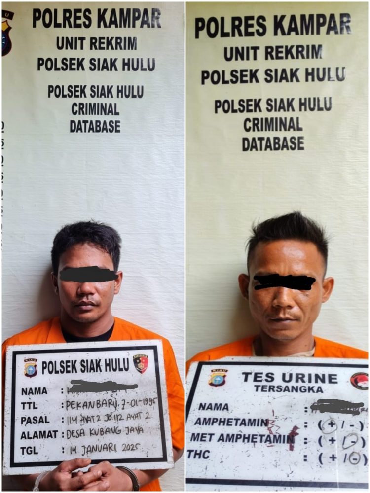 Anggota Sat Reskrim Polsek Siak Hulu Ringkus Dua Pemuda Pengedar Narkoba Jenis Shabu dan Pil Ekstasi