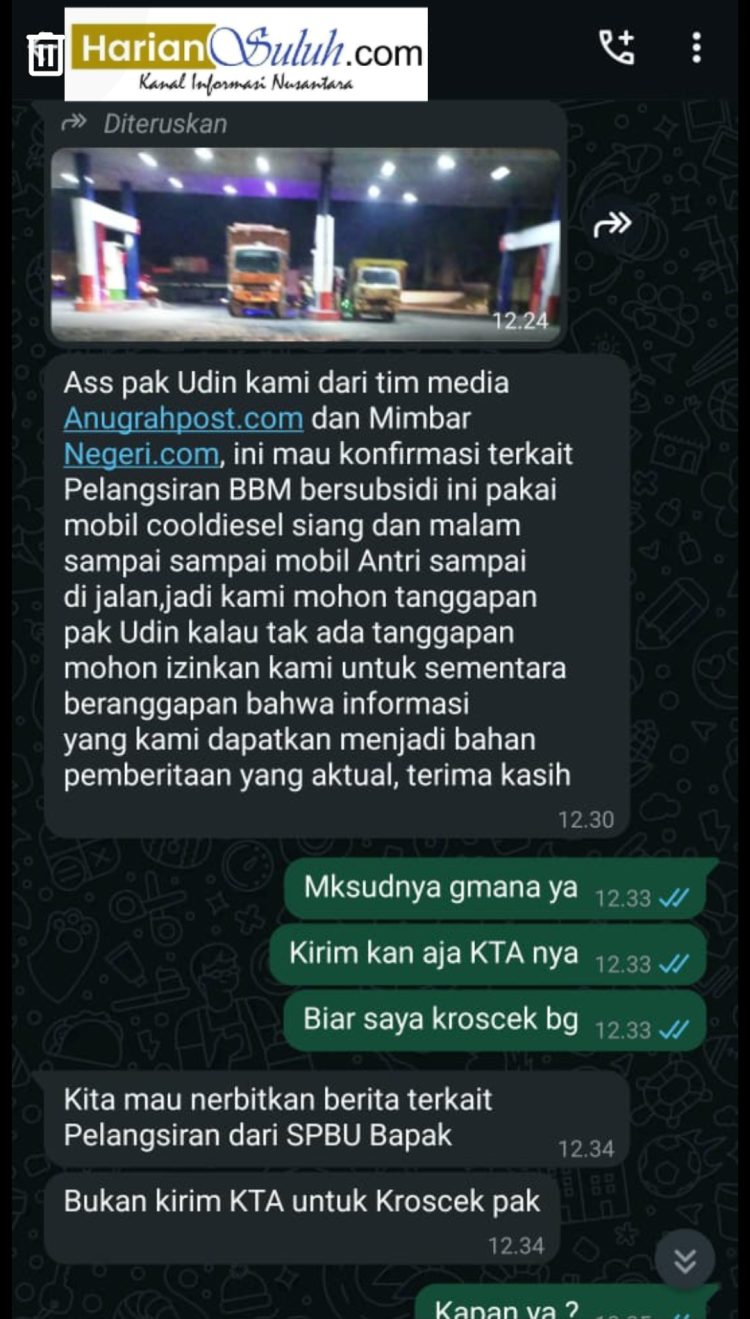 Kabar Dugaan Penimbunan Solar oleh Supervisor SPBU Berinisial K adalah Hoaks dan Tendensius