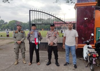 Tim RAGA bersama personil Polsek Kuantan Tengah Amankan Pelaksanaan sholat Idul Adha di Lapangan Limono