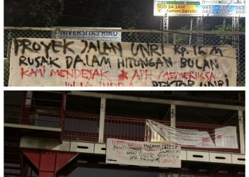 Diduga korupsi besar besaran proyek jalan di Universitas Riau ,spanduk beredar dipekanbaru