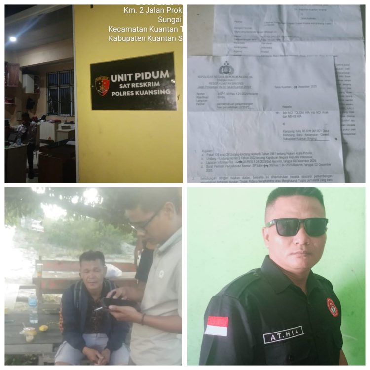 SP2HP Diberikan Kepada Wartawan Noitoloni Hia, Polres Kuansing Selidiki Dugaan Penghalangan, Intimidasi, dan Penggeledahan Saat Peliputan PETI di Desa Logas