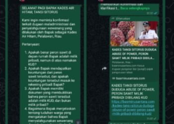 KADES AIR HITAM, TANSI SITORUS, MEMBLOKIR WHATSAPP SETELAH DIBERI KONFIRMASI: APAKAH ADA YANG DISEMBATKAN?