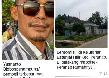 Penadah Emas Terbesar di Peranap Diduga Kebal Hukum, Kapolda Riau Diminta Tangkap Yusrianto Alias Ajo Iyus