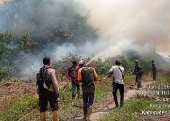 KEBAKARAN LAHAN DI SUKARJO MESIM, RUPAT, API MASIH BERKOBAR